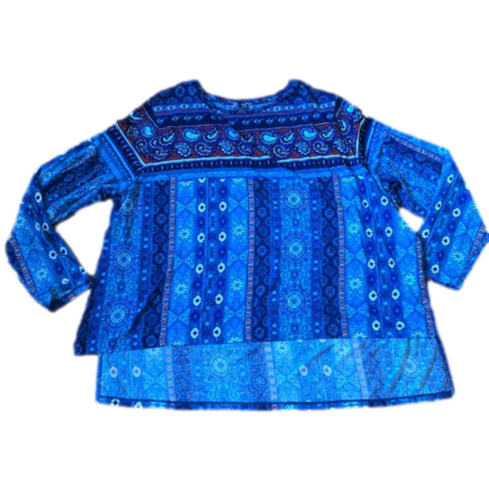 New Directions Woman Weekend Blue Hi-Lo Top size 3X